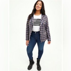 Torrid, Plus Size 2X Blazer, Purple Plaid, NWT